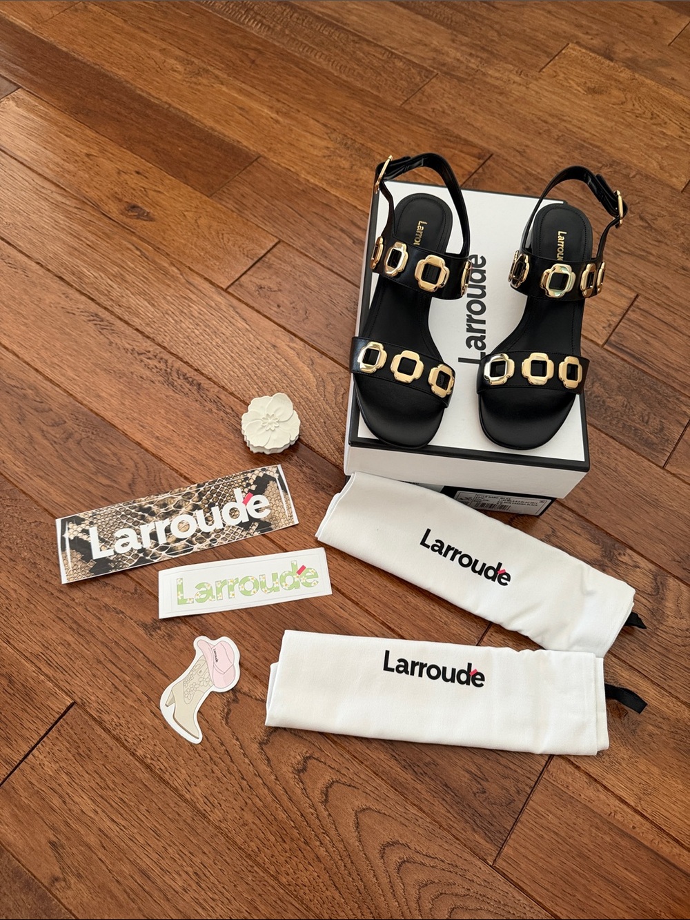Larroude Milan Sandal In Black Leather